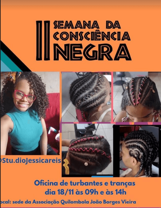 Oficina de turbantes e tranças na Segunda Semana da Consciência Negra.